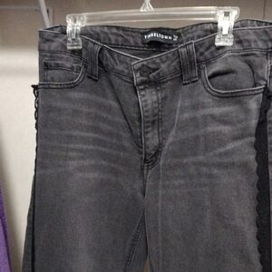 Tinseltown Charcoal Jeans with Black Lace Detail